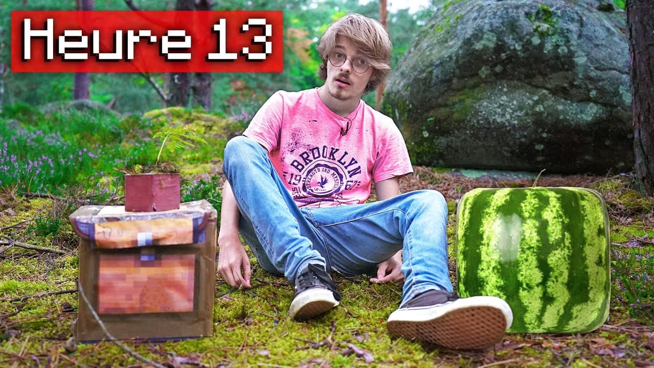 J'ai survécu 24h comme dans Minecraft en vrai... (dans la forêt)